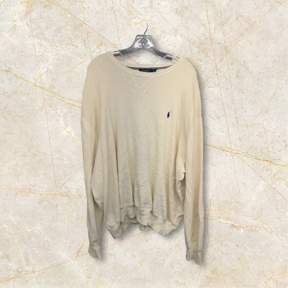 Polo Ralph Lauren Sweatshirt Mens 3XB Big Cream Long‎ Sleeve Crewneck Pullover